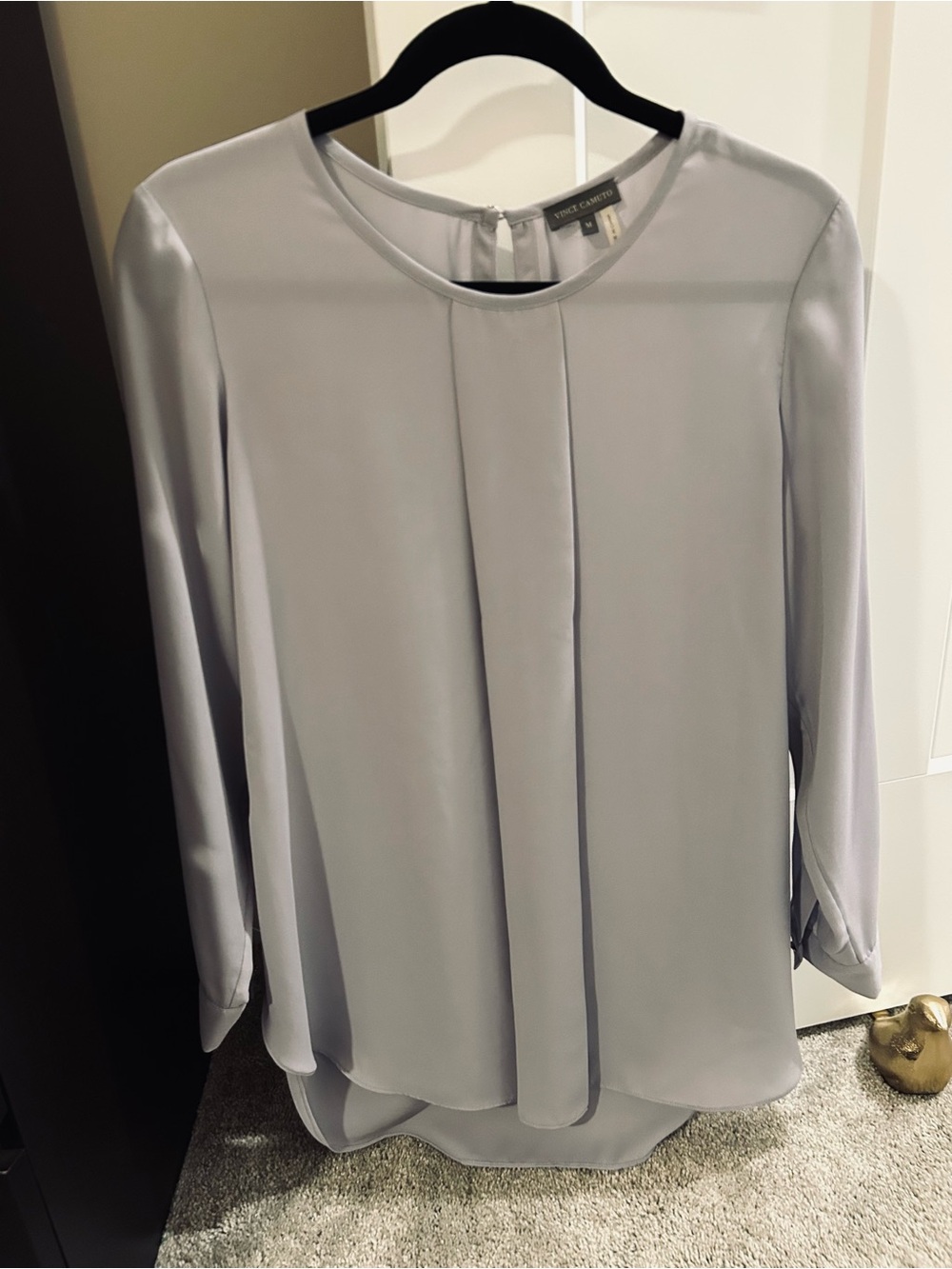 Vince Camuto Lavender Pleated-Front Long Sleeve Blouse